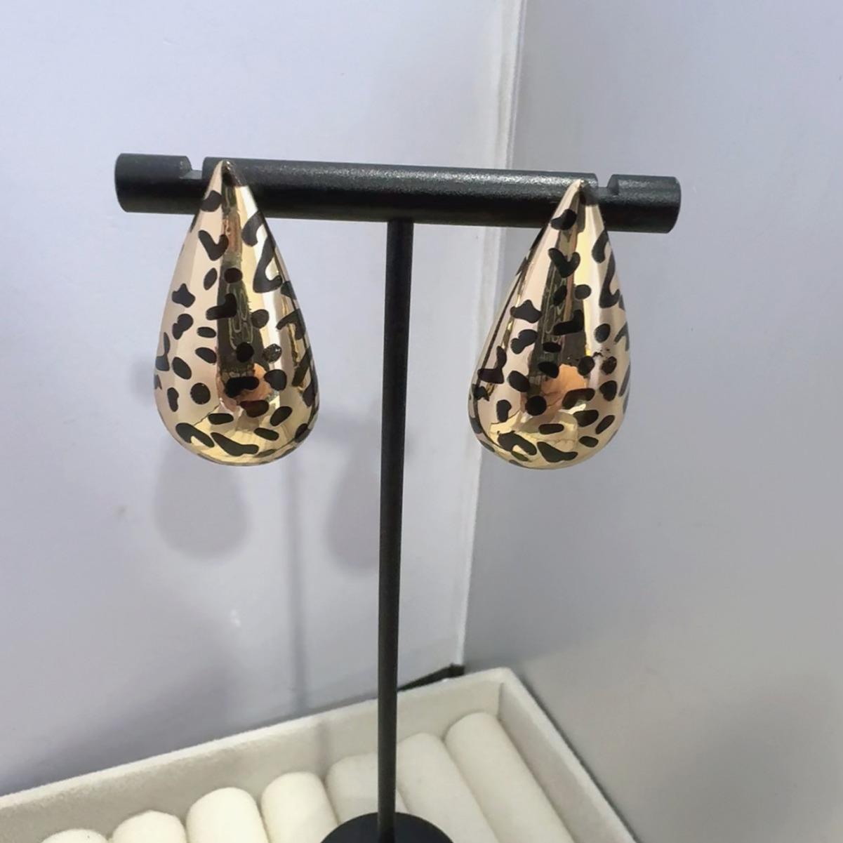 

2024 Retro Geometric Leopard Print Drop Earrings 14k золотой