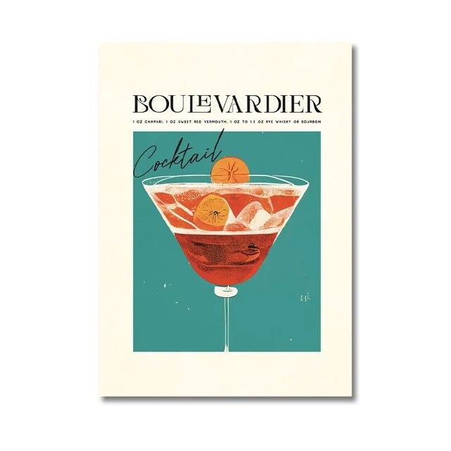 Suc de fructe de desene animate Mojito Caipirinha Bramble Postere și imprimare Aperol Drink Canvas Painting Club Bar Restaurant Home Decor Wall Decor No Frame