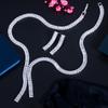 CMM Shiny Cubic Zirconia Elegant Long Dangling Drop Tassel Wedding Costume Necklace Brides Jewelry Sets for Women