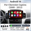 Écran 9" Sans Fil CarPlay Android Auto Pour Chevrolet Captiva 2009-2012, Autoradio Multimédia, GPS, Navigation, BT, WiFi, DSP, QLED, IPS