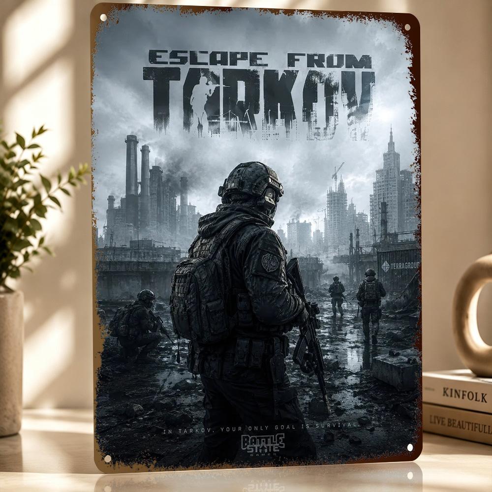 Poster del Gioco Escape From Tarkov Segni Metallici Stampati Retro Personalizzati Appeso a Parete Regalo per Soggiorno Decorazione d'Interni