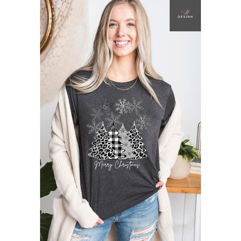 Summer Women's Merry Christmas Graphic Printed T-shirts Casual Sports High Quality  Short Sleeve Round Neck Loose Pullover Tops