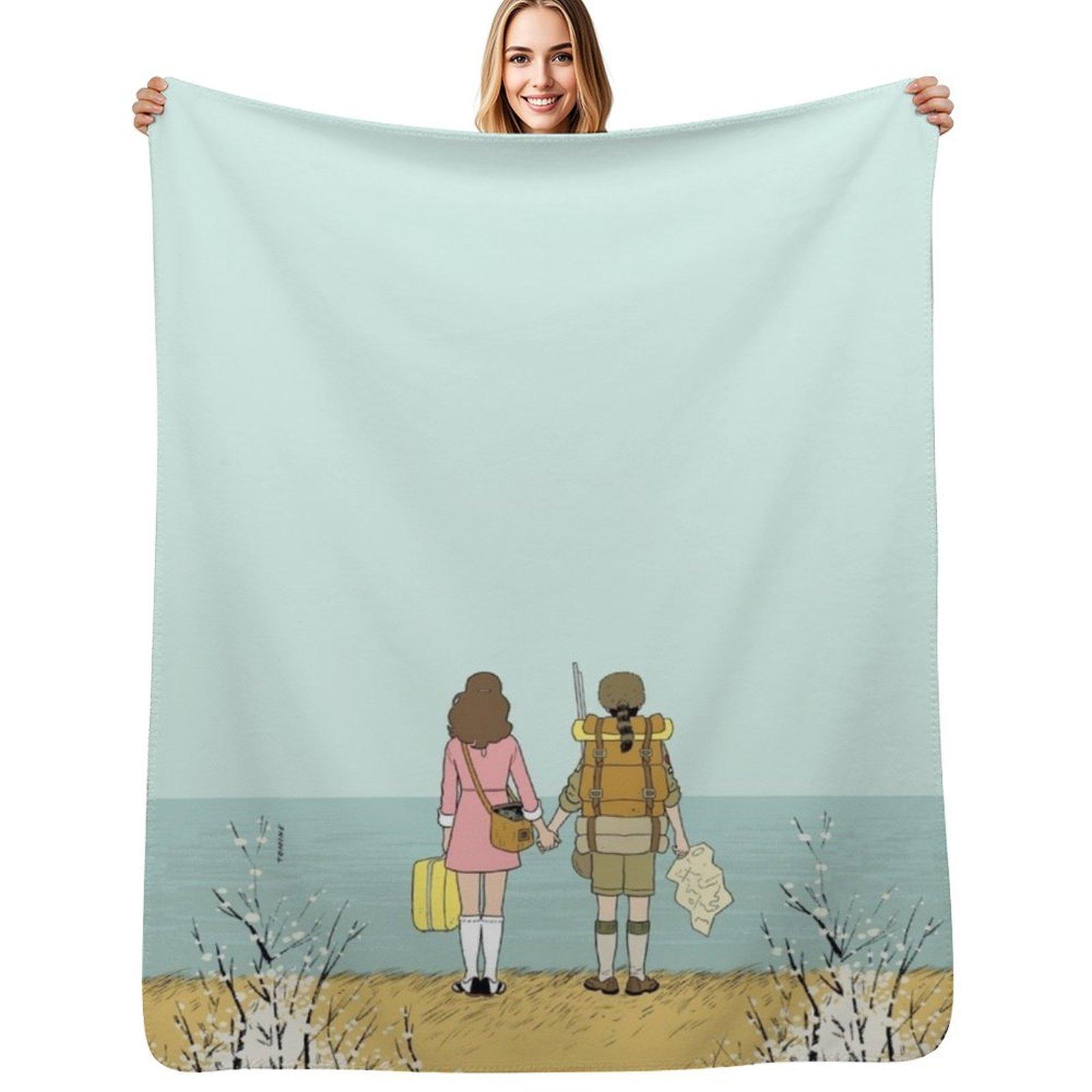 Wes Anderson Movie Throw Blanket Soft Breathable Blanket for Night Sleeping Size: 75*100cm, Weight: 230 GSM