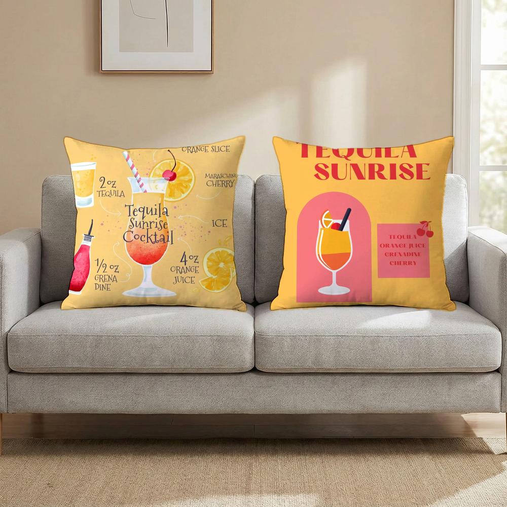 Tequila Sunrise Cocktail Kissenbezug Mehrzweck-Kissenbezug für Zuhause & Auto - Wendbar, Weich & Langlebig für den täglichen Gebrauch