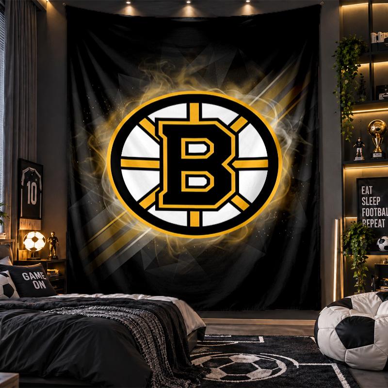 Wall Hanging Tapestry Boston Bruins Print Cloth for Living Room Bedroom Home Decor