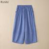 ZANZEA Women Casual Elastic Waist Loose Cropped Pants