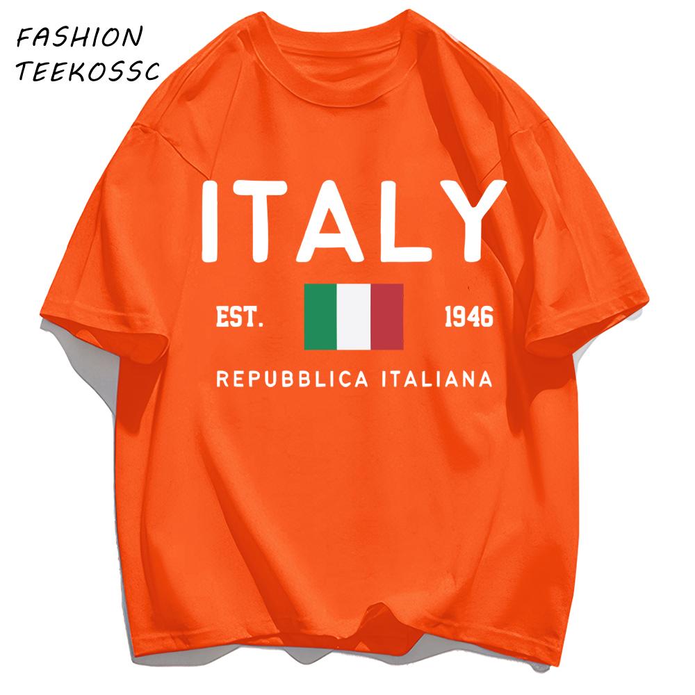 Italy Repubblica Italiana Printed Men T Shirts AllMatch Cotton TShirt Casual Crewneck Loose Streetwear Man Summer Basics Top