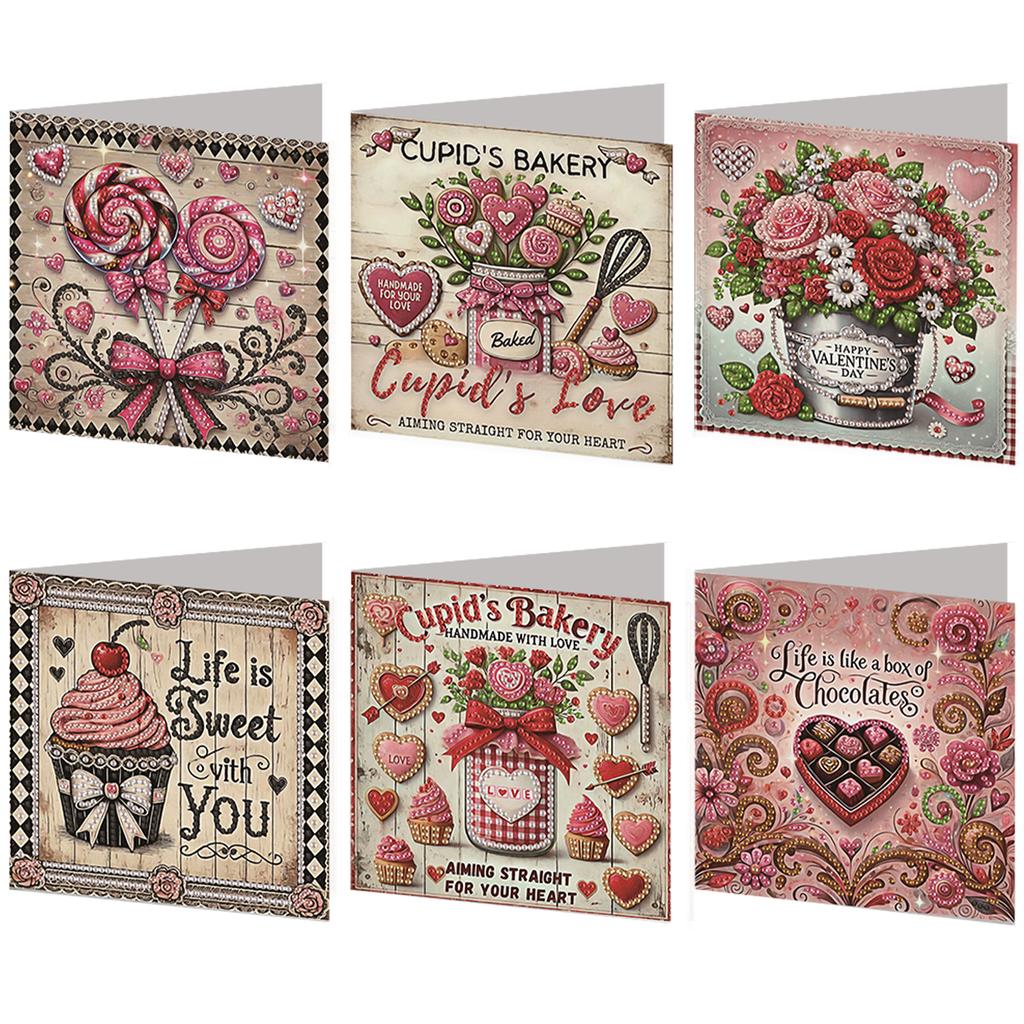 6pcs DIY Rhinestone Diamond Art Mosaic Postcards Diamond Art Greeting Cards for Xmas Birthdays Thanksgiving & Special Occasion