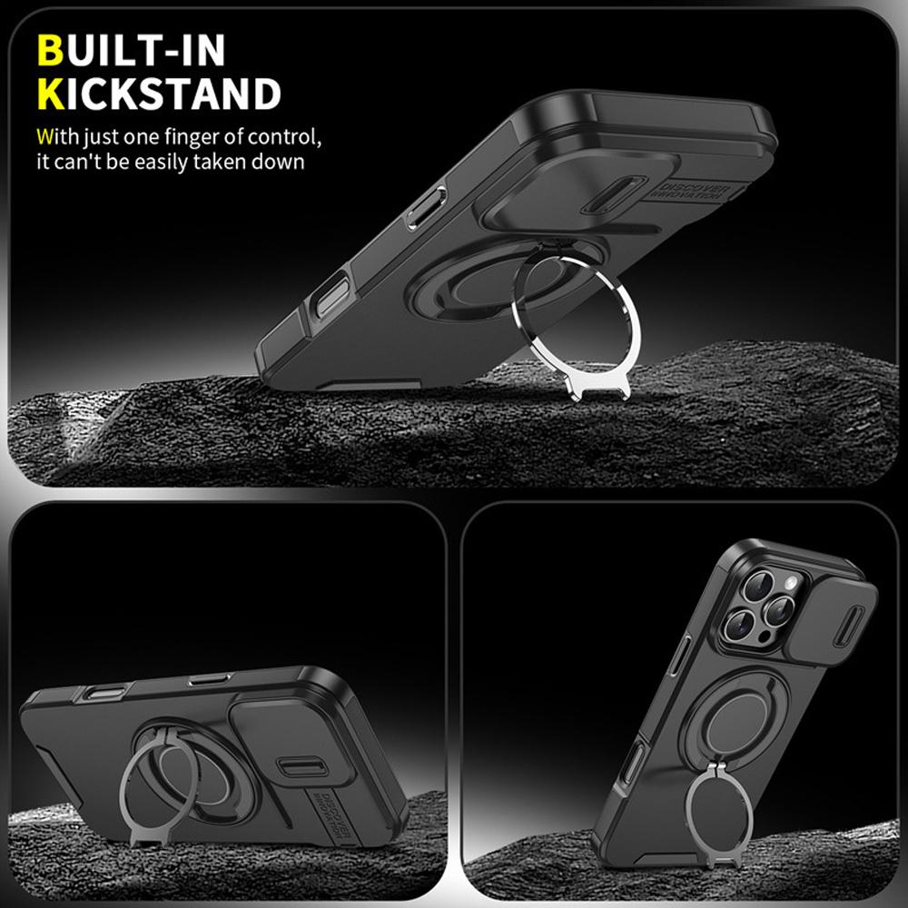 For Magsafe Magnetisk Ringholder Foldestativ Telefondeksel For iPhone 17 Air 16 15 14 Plus 13 12 11 Pro Max 16E Skyv Kameradeksel