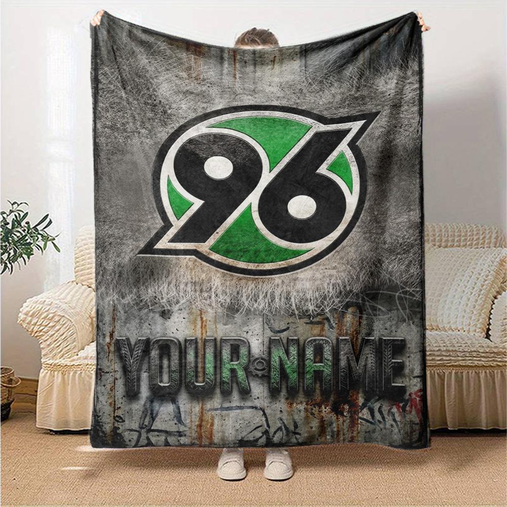 Name Custom Hannover 96 Logo Print Flannel Blanket High Quality Warm Comfortable Cover for All Seasons Perfect for Gifts Home Decor
