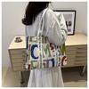 Casual Stylish Yet Canvas Tote Bag With Beautiful Letter Prints And Soft Structure Medium