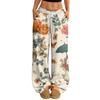 Women's Casual Halloween Print Wide Leg Pants with Elastic Waist and Drawstring for Loose Fit