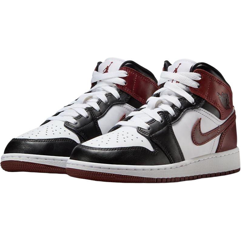 Air Jordan 1 Mid SE GS Dark Pony Kids Sneakers White Black HF3193-102