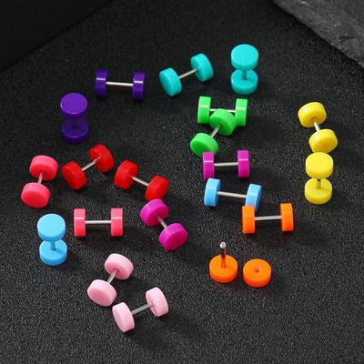 2 ks akrylové náušnice s kulatými činkami Svěží a krásné náušnice piercing šperky s činkou