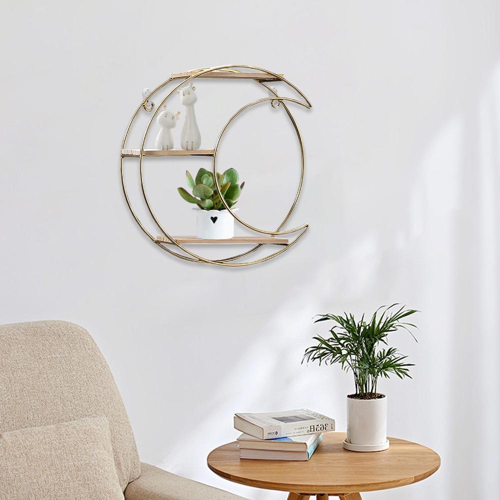 11 In Wall Mounted Shelf Gold Metal Decorative Display Rack Living Room Display