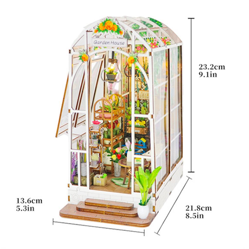 Adult DIY Garden House Books Nooks Material Kit Sturdy Charming Assembled Miniatures For Home Room