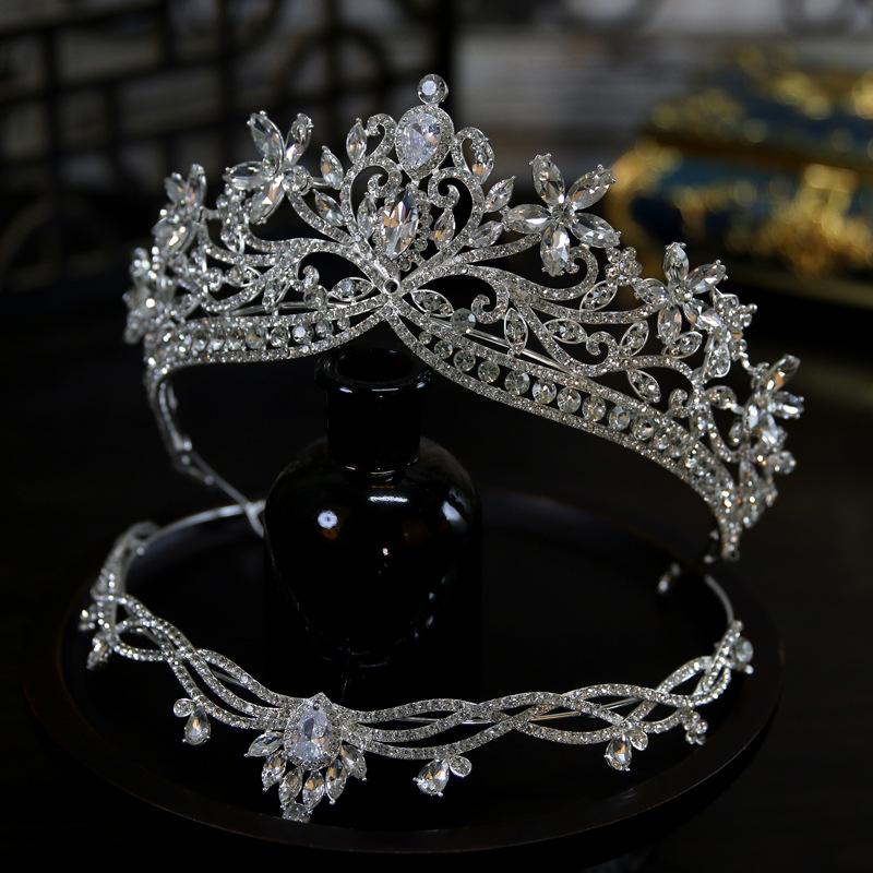 European Style New Luxury Detachable Combination Zircon Bridal Wedding Crown Headdress Crown Tiara Hair Accessories