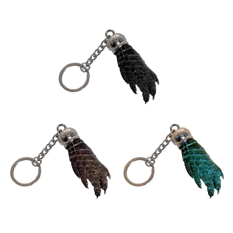 Faux Crocodiles Leather Claw Shaped Keychain Stylish Unisex Keyring Pendant Fashionable Accessory for Bags and Keys