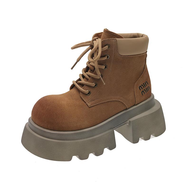 

Ретро коричневые ботинки martin женские шмели на толстой подошве, усиливающие нескользящие ботинки из ревеня, универсальные модные ботинки для малышек 35 коричневый