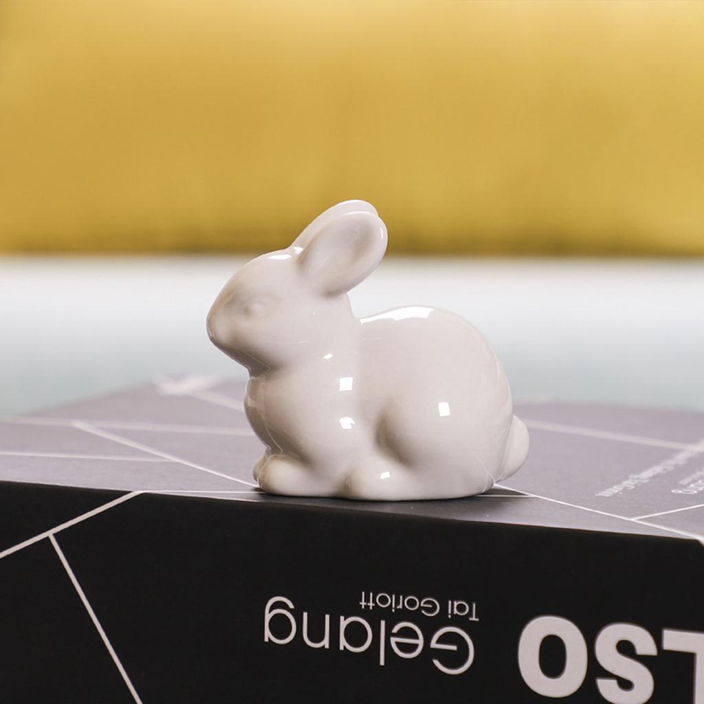 Iepurași din ceramică albă, raft pentru cărți de masă, decorațiuni de Paște, ornament microlandscape iepuraș pentru grădină, meșteșugurile de decor în curte