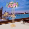 Golden Flower Stand, 2-Tier Plant Display Shelf, Modern Floral Rack for Wedding Decor Party Arrangements,Photo Shoot Background