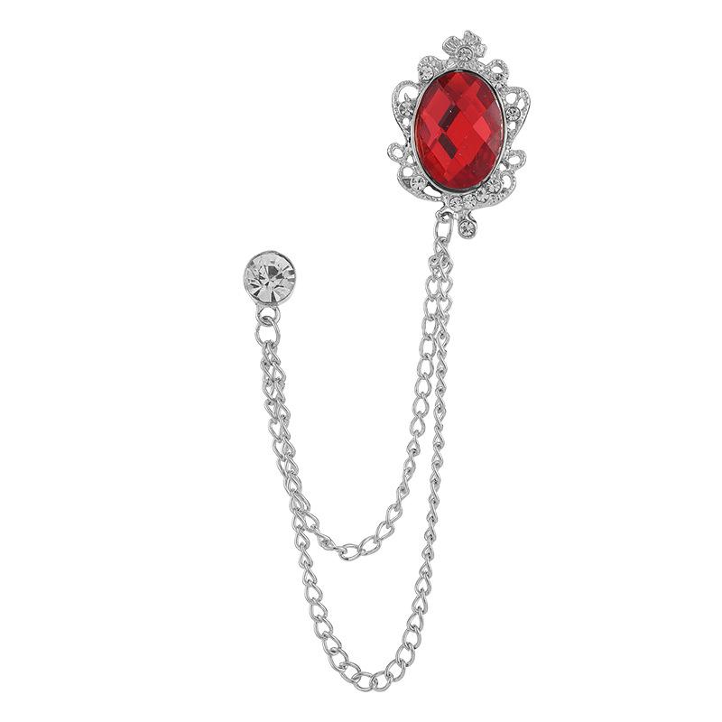 Korean Luxury Exquisite Crown Tassel Corsage Inlaid Gemstones Suit Brooches for Men Host Designer Business Banquet Jewelry Gifts