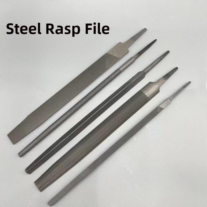5Pcs 6 Inch Industrial Steel Files Set Flat/Round/Half Round/Triangle/Square For Metalworking Woodworking Steel Rasp File Flat