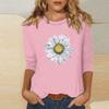 Women's O-neck 3/4 Sleeve  Print Top