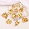 3Pcs Large Heart/Sun Face/Flower Charms Stainless Steel Rectangle Big Pendants for Jewelry Connector DIY Necklace Jewelry Making
