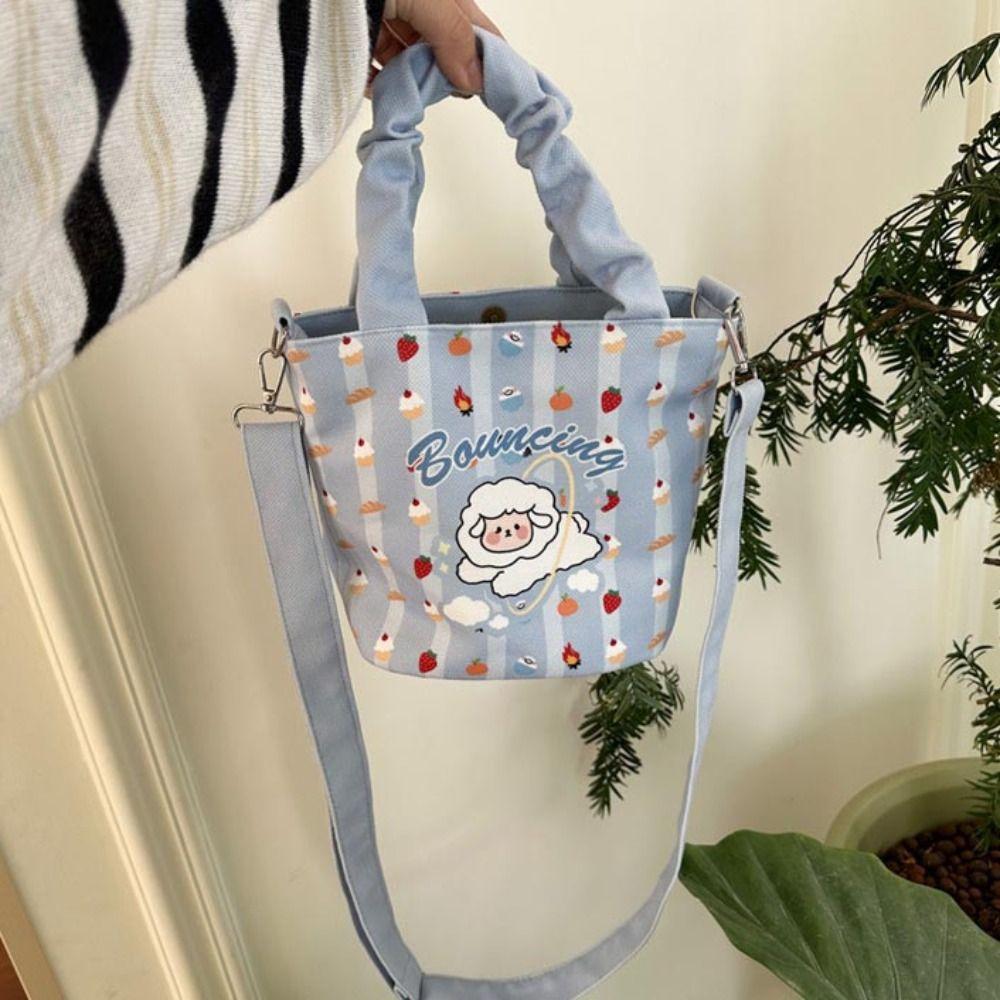 

with Pendant Canvas Crossbody Bag Japanese Style Casual Shoulder Bag Student blue-no pendant