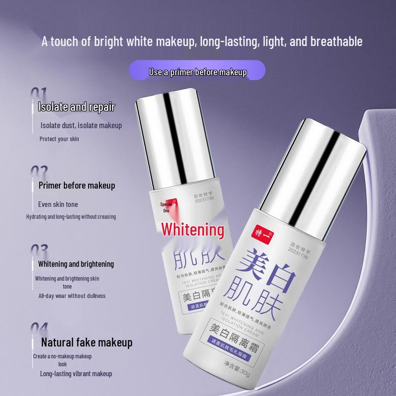 Radiant Whitening Primer: Brightens, Prevents Smudging, Lightweight & Breathable Pre-Makeup Base.