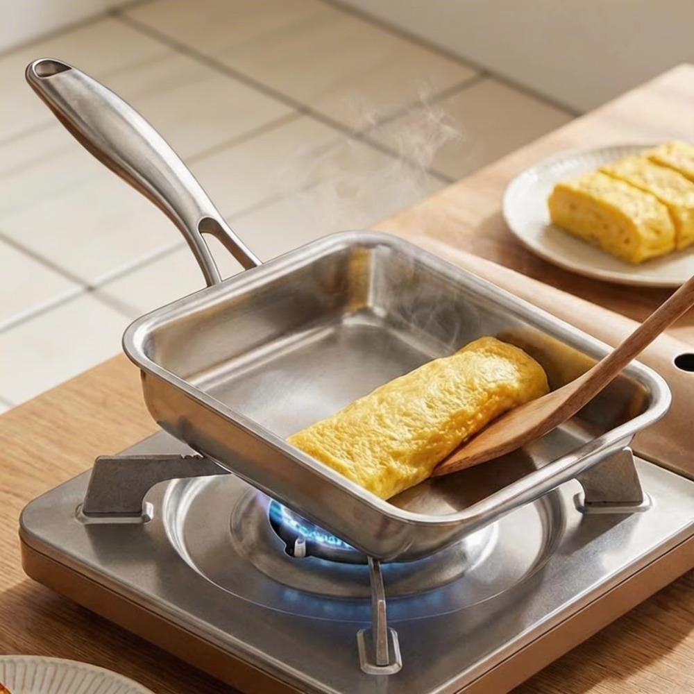 Edelstahl Japanische Omelettpfanne Rechteckige Eierbratpfanne Tamagoyaki Pfanne Kochen