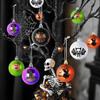 Sada tmavých kostlivcových koulí 6 cm Halloweenská párty Závěsná dekorace na stromek nebo verandu Malovaná pokovená závěsná koule, halloweenská vnitřní dekorace, halloweenské dekorace,