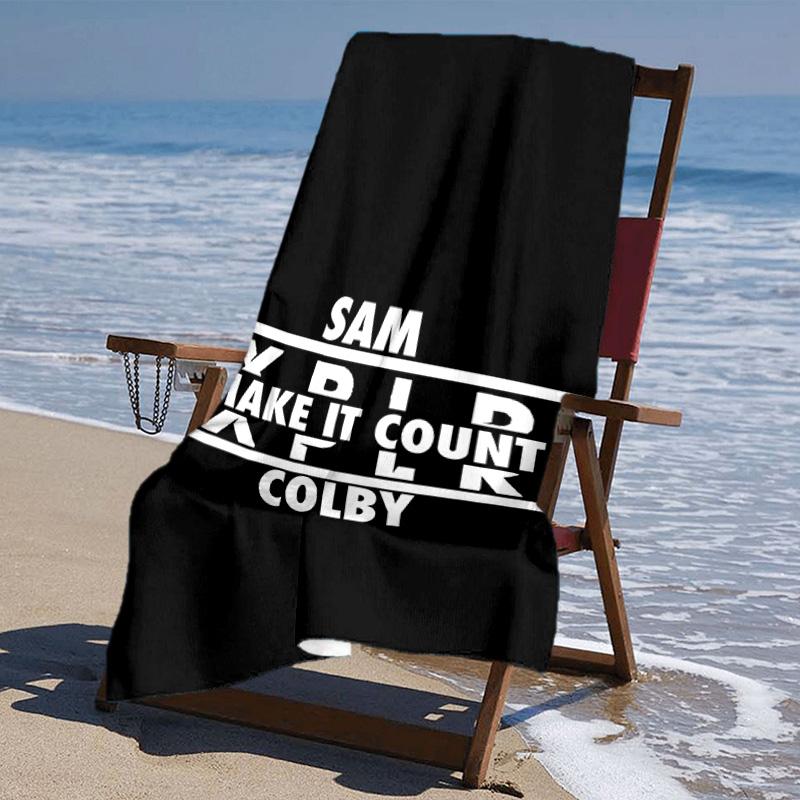 proof beach towel with Sam and Colby pattern - soft,absorbent,quick-drying,machine washable - perfect for swimming,camping,bathing