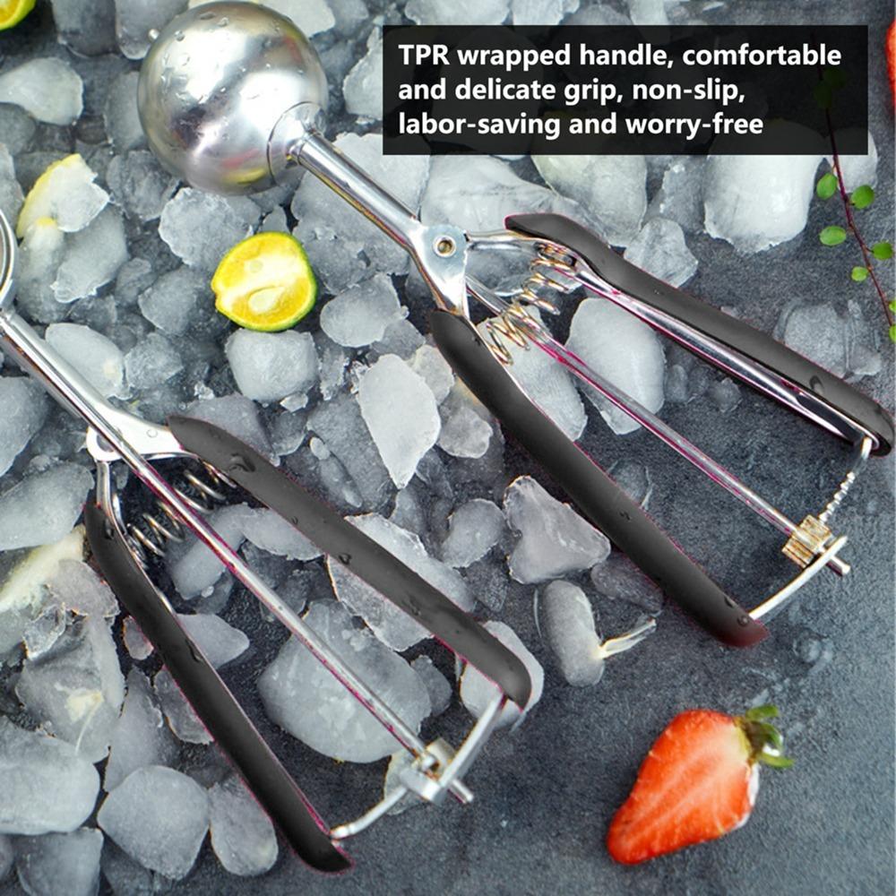 3pcs set Stainless Steel Ice Cream Scoop Set Trigger Release Stainless Steel Scoop Food Preparation чёрный