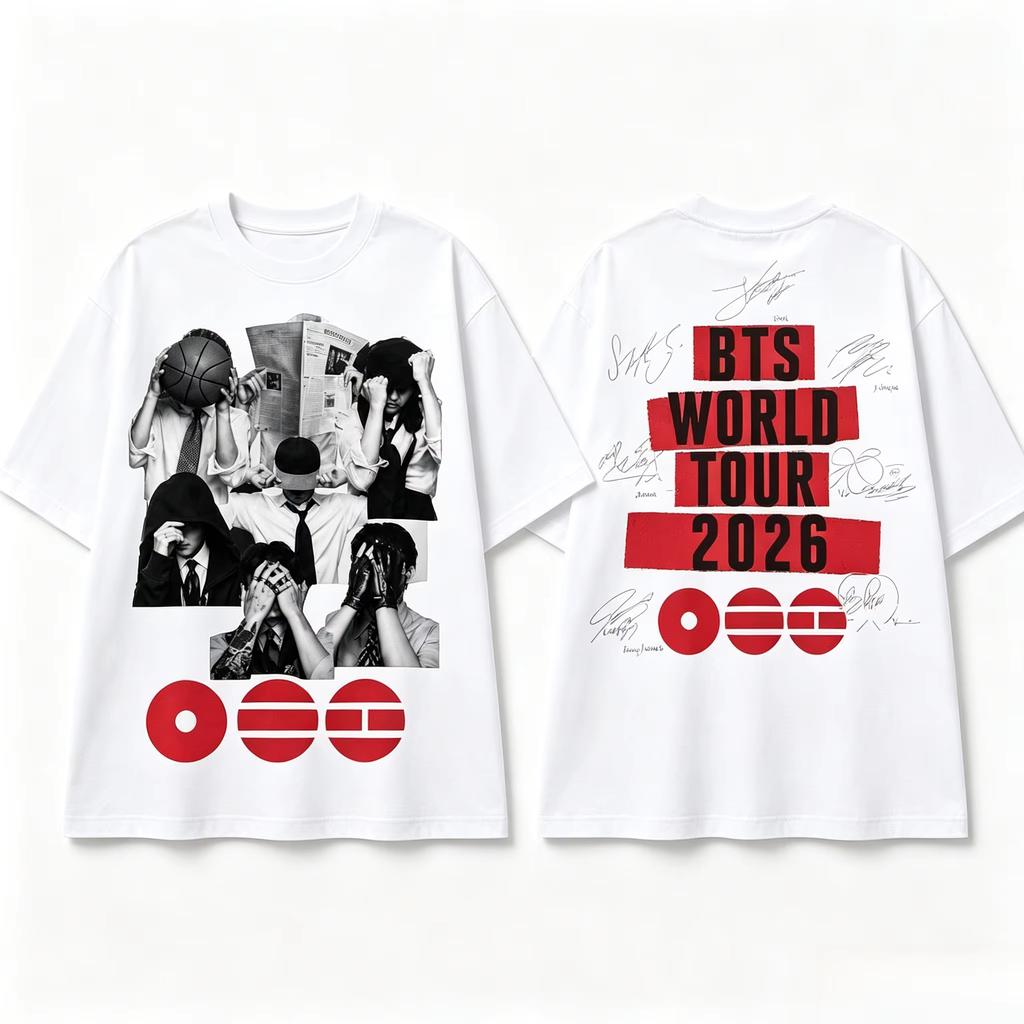 Summer Hot Sale BTS Member Signature Graphics K-wave T-shirt Y2K Men Women Gothic Cotton Oversized T-shirts Oversized Cut for Unrestricted Comfy Wear
