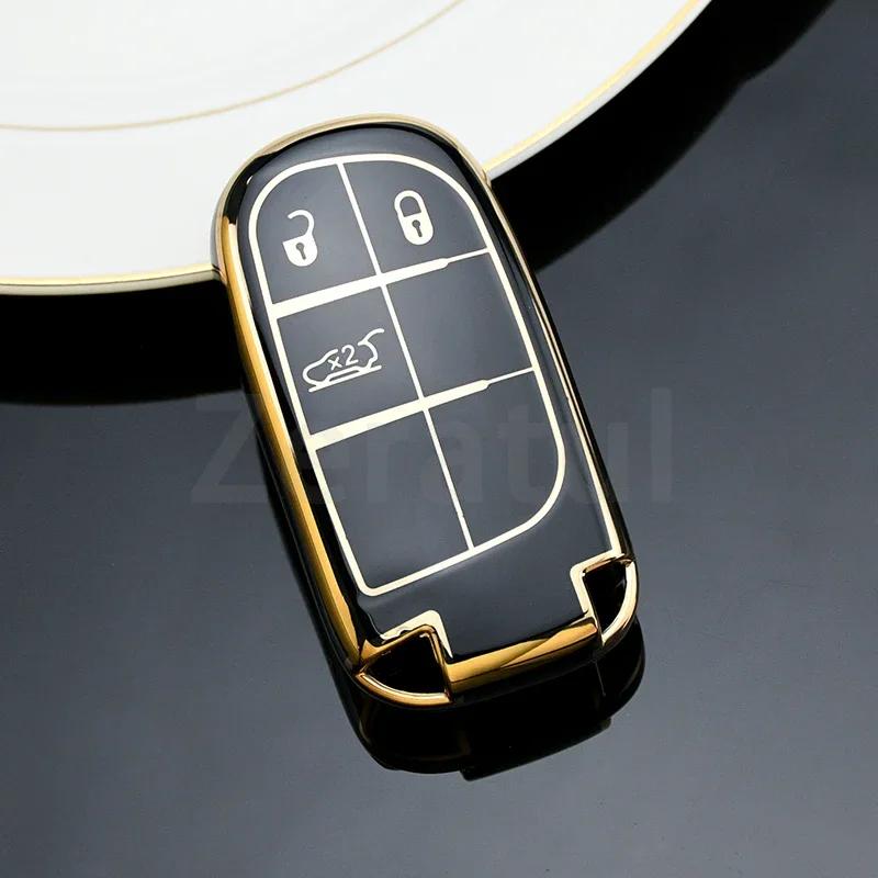 For Jeep Renegade Compass Grand Cherokee For Chrysler 300C Wrangler Dodge Tpu Car Key Cover Case Fob Shell Holder Accessaries