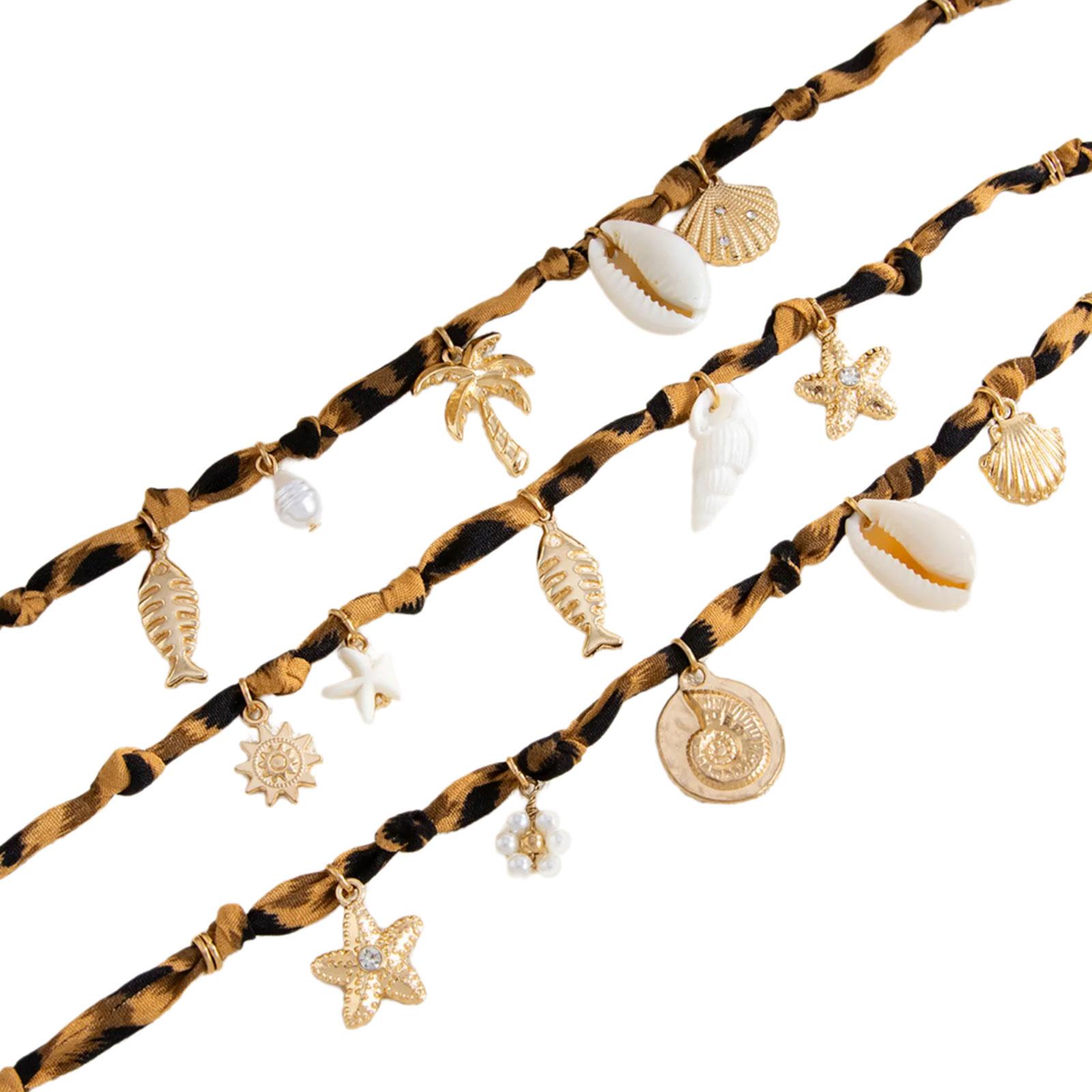 

3 Pieces Adjustable Sea Shell Conch Necklace Set Retro Sea Charm Clavicle Chain Jewelry Perfect For Gift Giving 1
