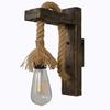 Retro Natural Wood Hemp Rope Wall Light Retro Industrial Wall Pendant Lamp for Bar Bedside Restaurant Bedroom Coffee American