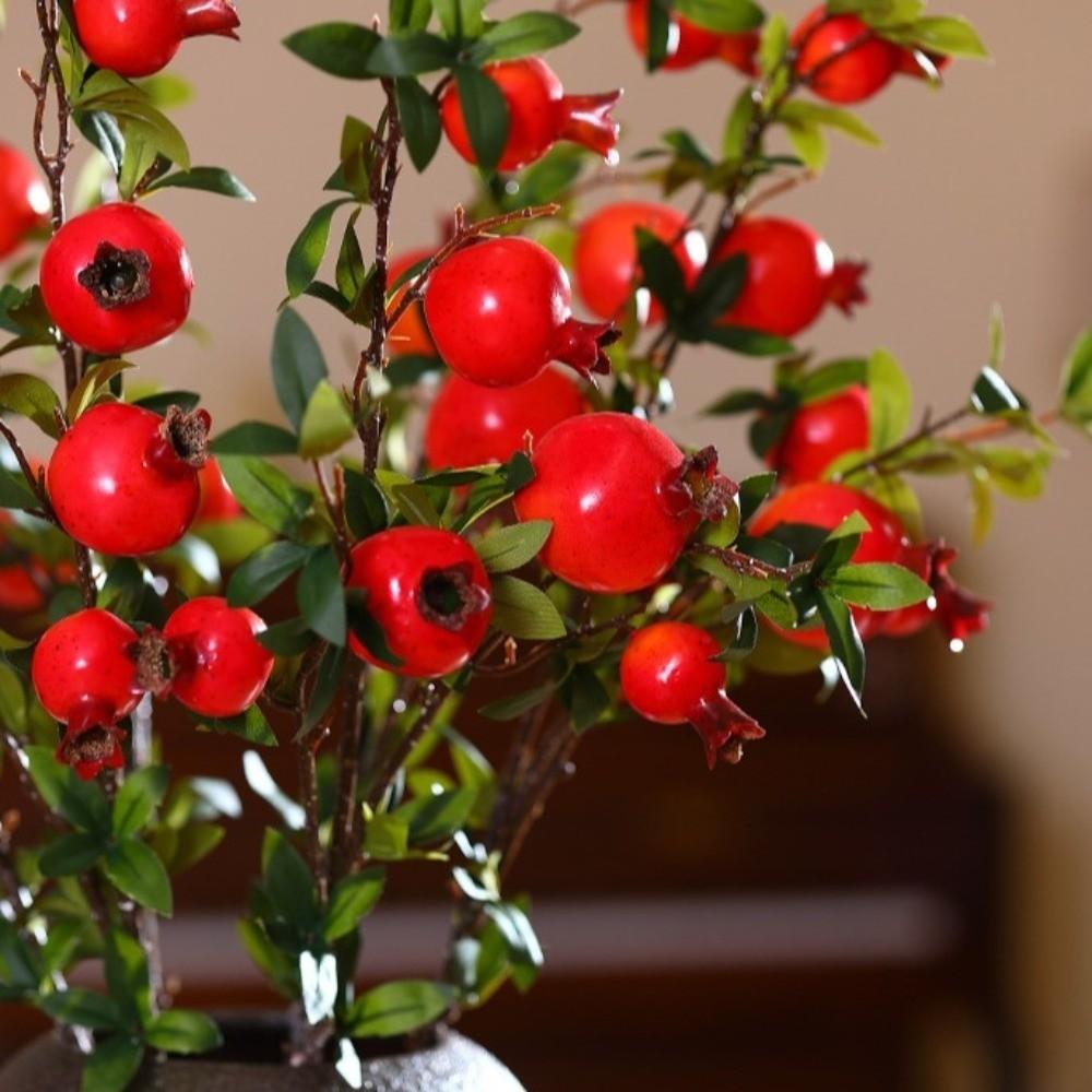 DIY Simulation Pomegranate Fruit 6-Fruit Fake Plants Simulation Foam Fruit Tree Living Room