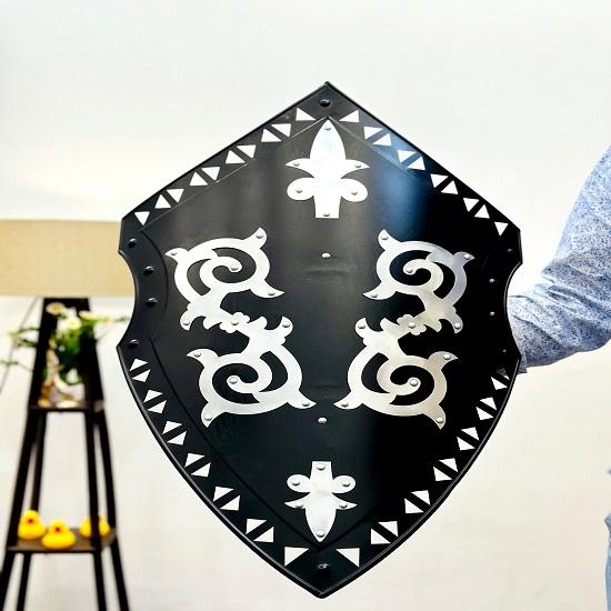 Templar Shield Warrior Stainless Steel Shield Black Steel Finish Metal Knight Shield Light Weight Home Decor Best Gift.