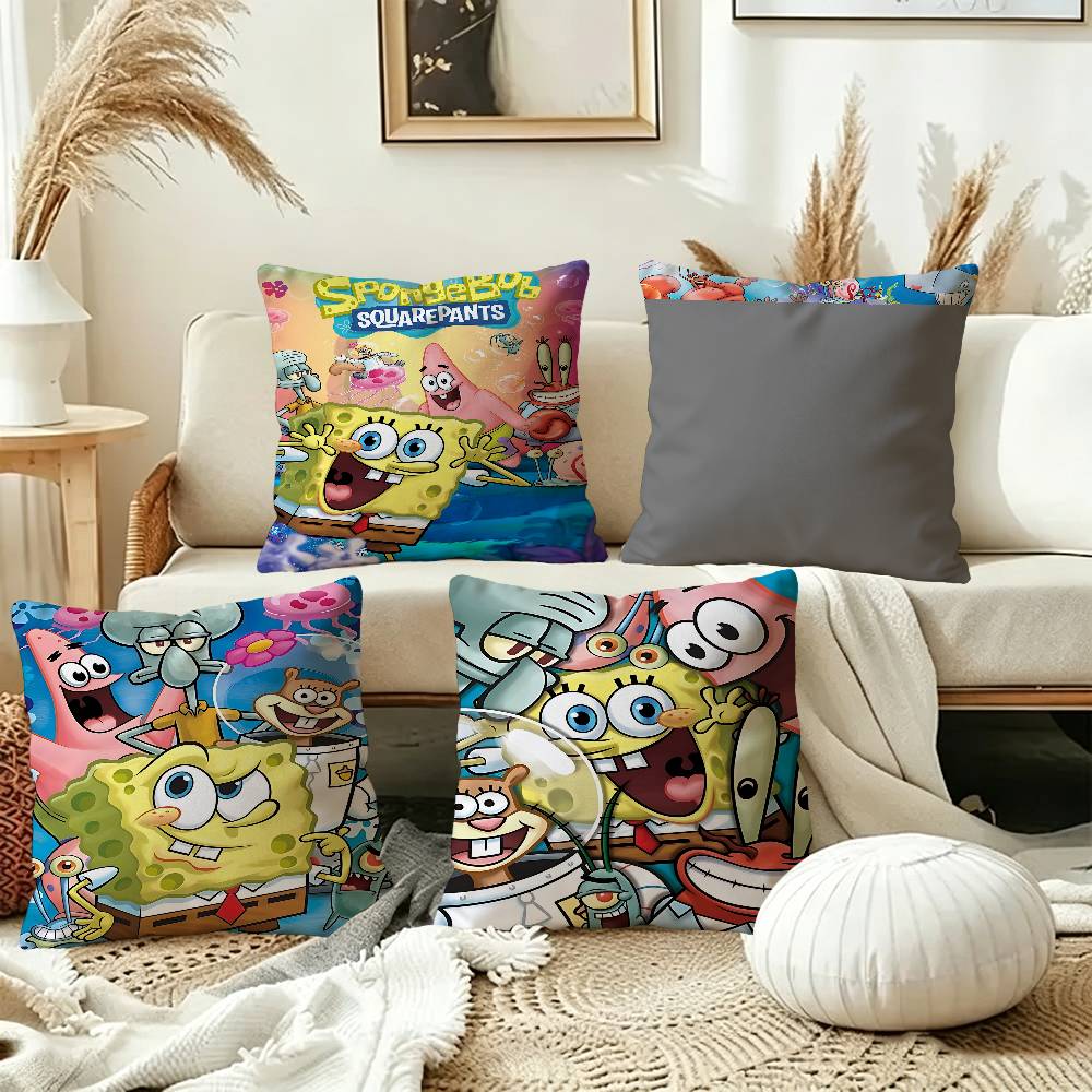 Cartoon Cute SSpongeBob Pillow Cushion Cover Pillowcase Living Room Sofa Home Decor Customized
