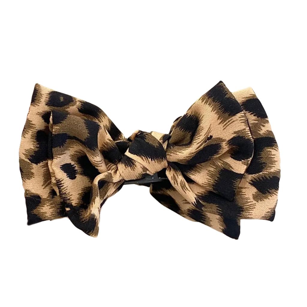 Leopard Print Hair Claw Clip For Thick Thin Hair Elegant Bowknot Design Strong Hold Barrettes Party Ponytail Holder