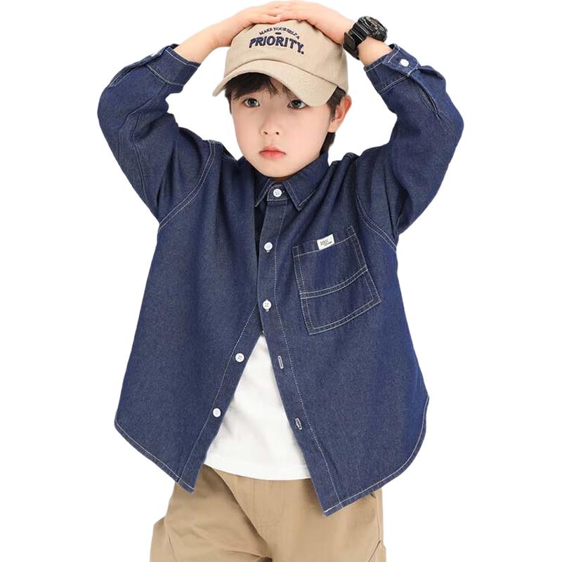 Zuoxi Boys' Long Sleeve Denim Shirt