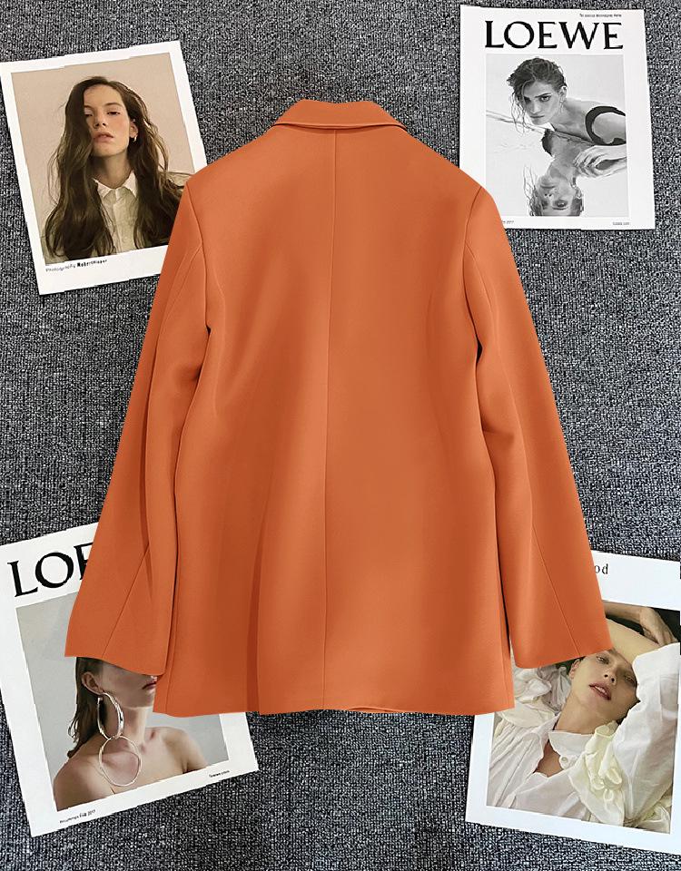 Costum Negru Larg pentru Femei Plus Size cu Nasture Metalic