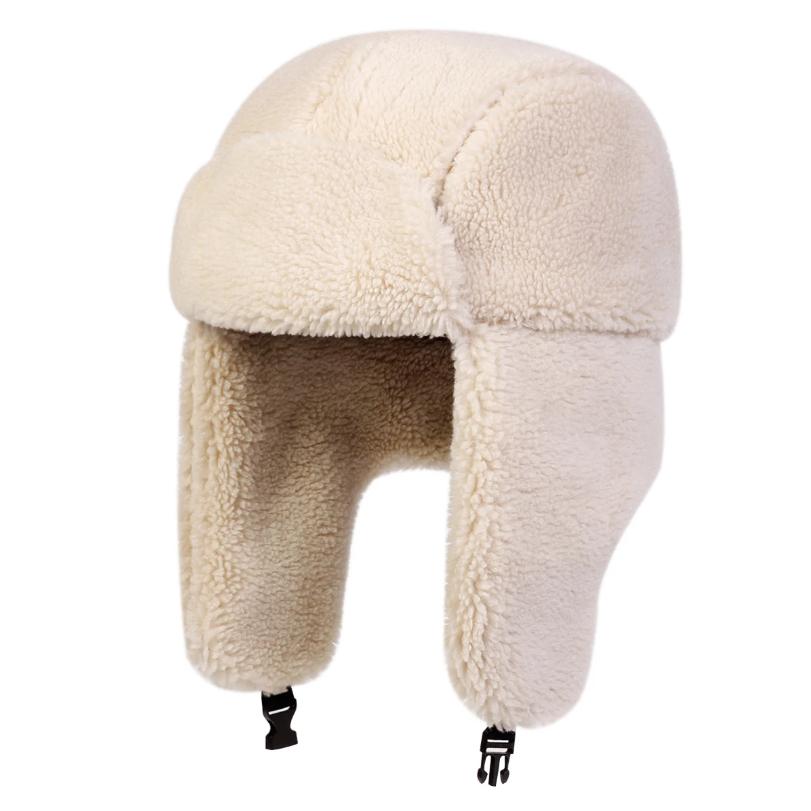 Unisex Lamb Fleece Lei Feng Hat Winter Earflap Hat Keep Warm Ski Hat Bomber Hat for Outdoor Riding Snow Activities