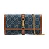 Jackie 1961 Gold Lock Monogram Canvas And Leather Chain Wallet On Chain Women Shoulder Bag Blue Brown 652681-2KQGG-8375