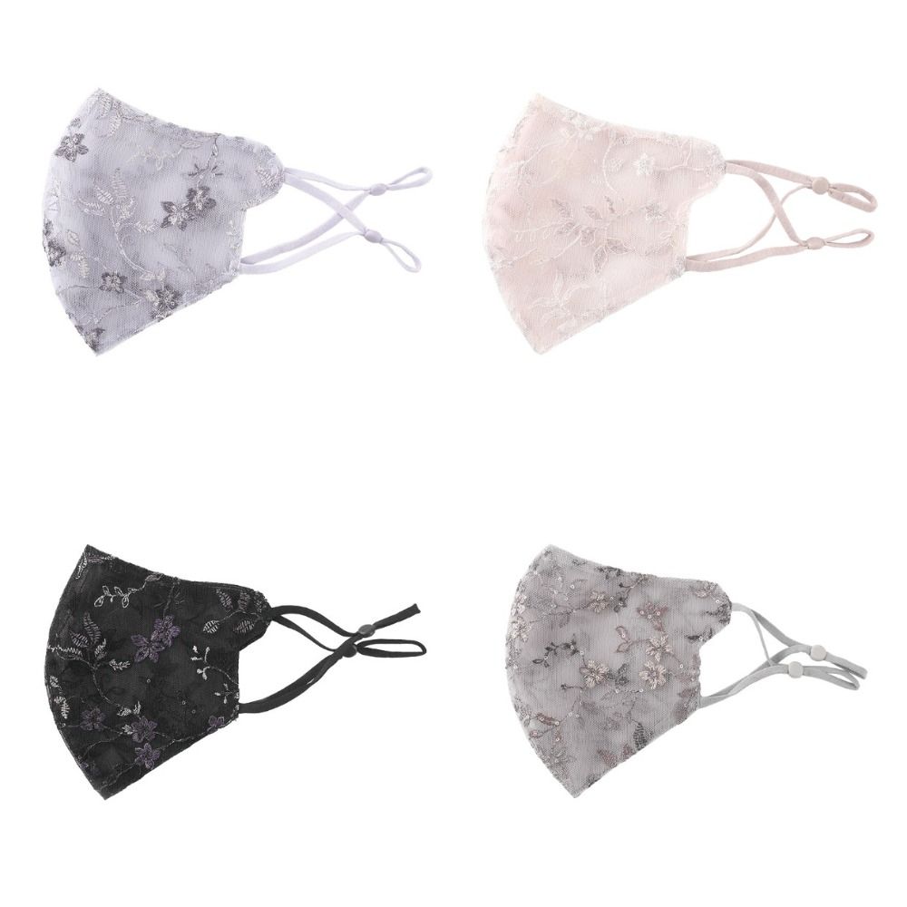 Embroider Flower Summer Lace Mask Breathable Half Face Covering Delicate Sunscreen Face Mask Women