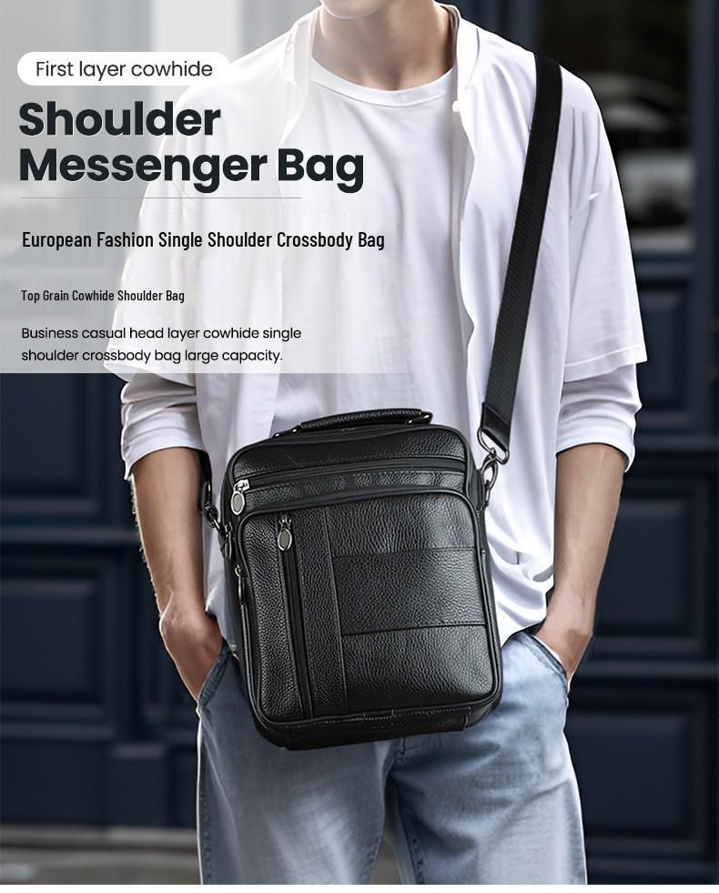 Herren Echtleder Vertikale Umhängetasche - Multifunktionale High-End Schultertasche für den lässigen Pendelverkehr