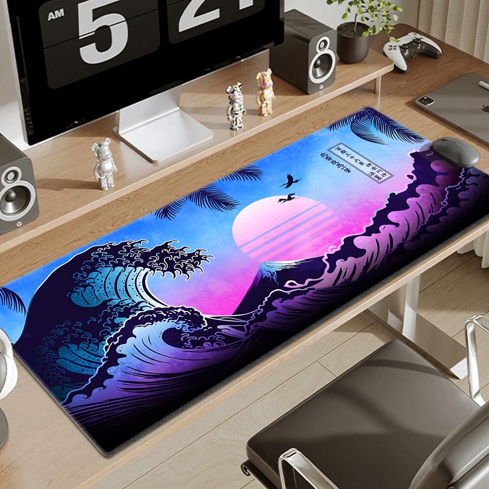 Tappetino per Mouse Arte Computer Giappone La Grande Onda di Kanagawa Tappetino Mouse Gaming Grande Gamer XL Gomma Otaku Tappetino Tastiera Tappetino Scrivania Laptop